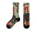 3D -Druck goldener Seide Happy Socken Custom Muster Frauen Crew Socken Sushi Teen Tube Socken Großhandel Großhandel Hersteller